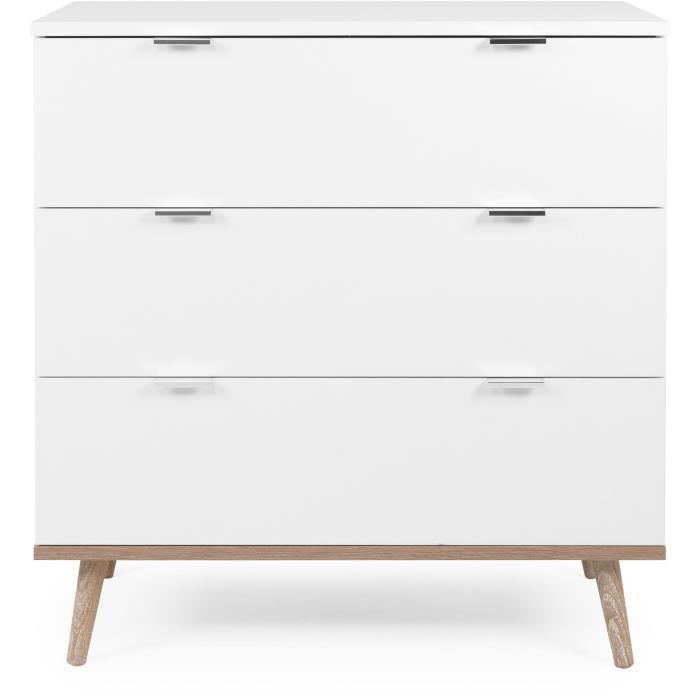 Göteborg chest of drawers - 3 drawers - White Sonoma oak decor - Scandinavian - L 79.8 x D 40 x H 86.5 cm