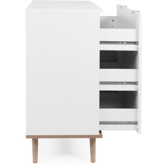 Göteborg chest of drawers - 3 drawers - White Sonoma oak decor - Scandinavian - L 79.8 x D 40 x H 86.5 cm