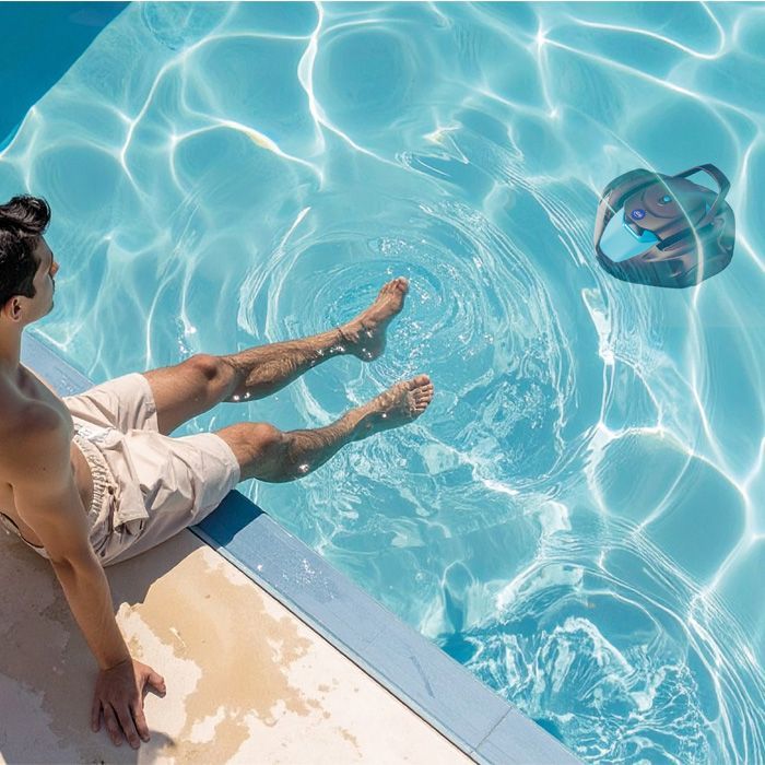 Robot de piscine - GRE - Moovo TM 90 - a batterie - Piscines hors-sol - Jusqu'a 9 m de longueur/80 m² - Autonomie 90 min - 2 L