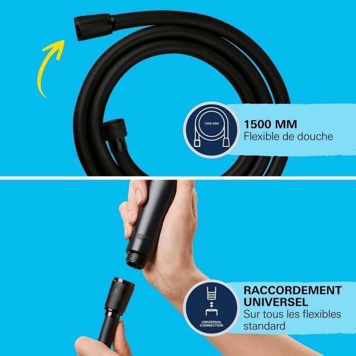 Shower hose - GROHE - 287412432 - 1.5 m - VitalioFlex Trend - Matt Black