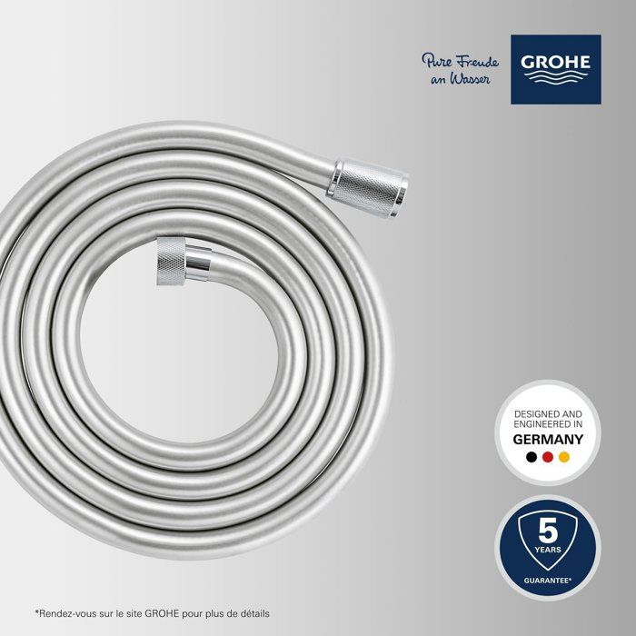Shower hose - GROHE VitalioFlex 27507001 - 2m - Anti-kink - Anti-twist - Universal connection - Smooth surface - Chrome