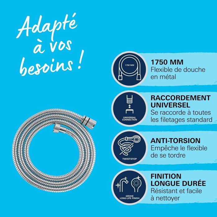 Shower hose - GROHE - 22100000 - 1.75 m - VitalioFlex - Metal