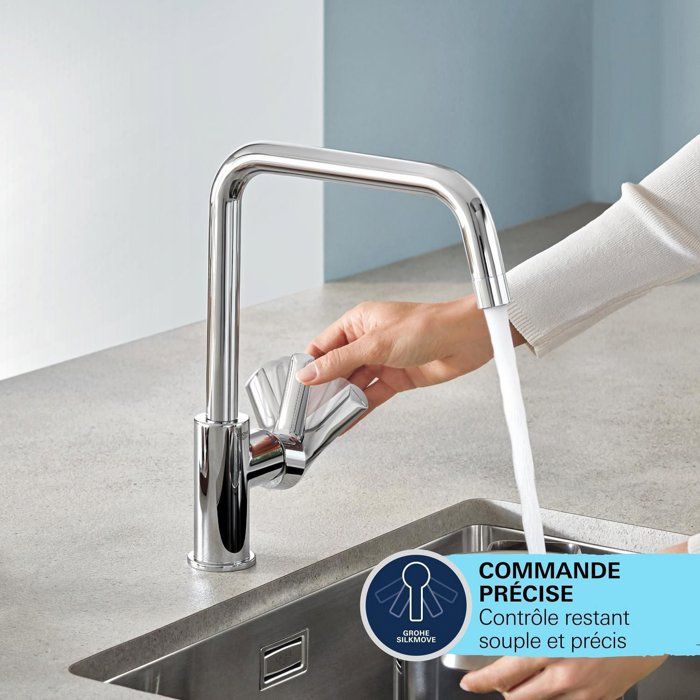 Kitchen faucet - Single-lever sink mixer - Matte black - High U-shaped spout - Pull-out spray - GROHE Start - 306312430