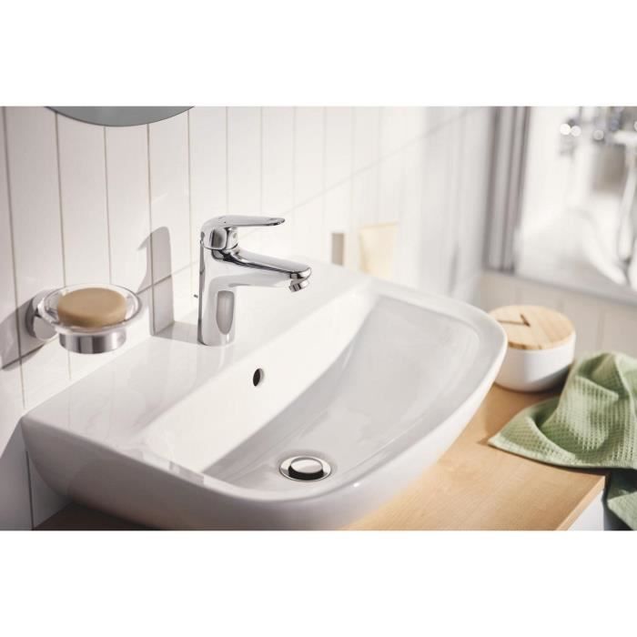 Single-lever basin mixer - GROHE Swift - 24316001 - Chrome - Size S - Water saving
