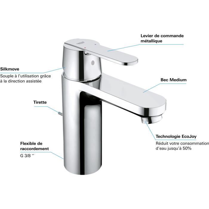 GROHE Bathroom Faucet Get sink, emptying tickle, inclination, Foam water saving water, size M, 23454000