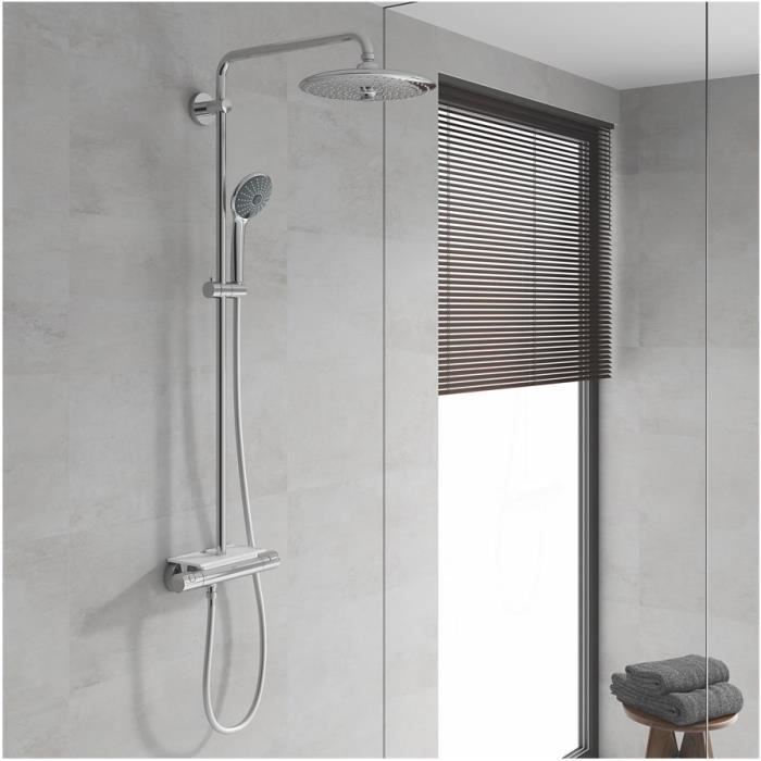 Grohe shower column thermostatic valve Vitulio Joy 260, 50% saving water and energy, shower 3 jets, 26403001
