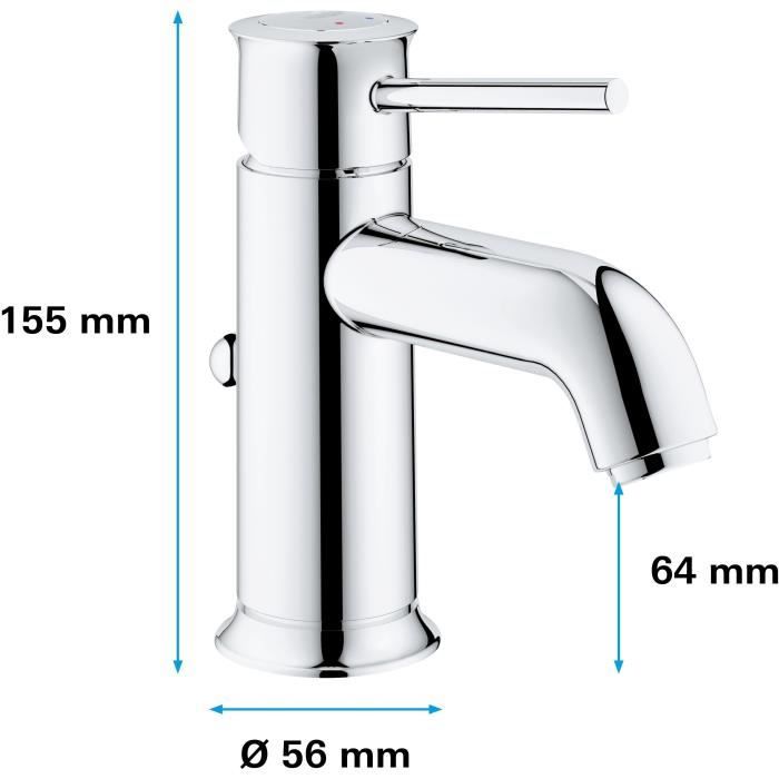 GROHE TAP START CLASSIC bathroom sink, mixer with emptying tickle, water -made water mousseur, 23810000
