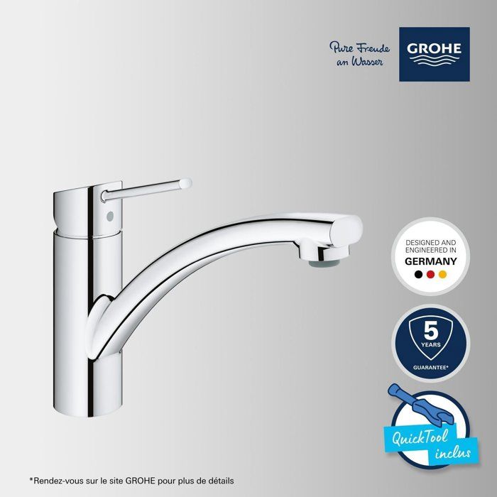 GROHE TAP STEM SWIFT KITCHEN, MONOCMAND MIXER WITH EC ECONIVED WATER MOUSTER, ROTATION AT 140 °, 30358000