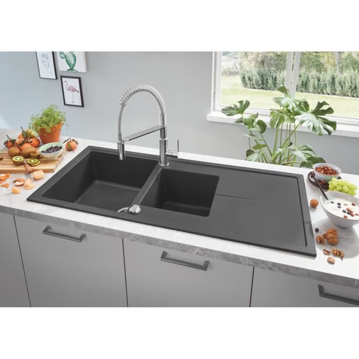 GROHE TAP Kitchen Sink GET, Mixer Monocomande 2 Jets, Tap with Professional Extractable Shower, 30361000