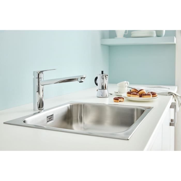 Grohe Tap Kitchen Sink Start Curve, Economic Water Mousseur, without emptying tag, Emptying Bonde included, 31717000