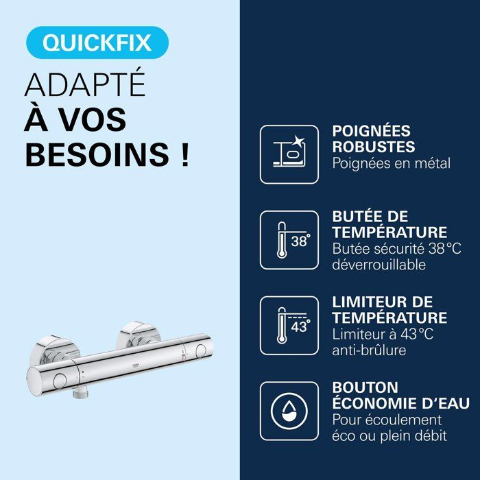 Grohe thermostatic mixer shower precision Get, wall mounting, temperature indicator, integrated filters, 34773000