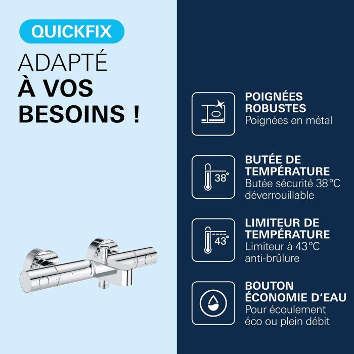 Grohe thermostatic valve Bath Shower Precision Get, Wall mounting, temperature indicator, integrated filters, chrome, 34774000