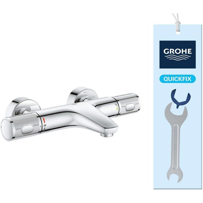 Grohe thermostatic mixer shower precision feel, wall mounting, temperature indicator, integrated filters, chrome, 34788000