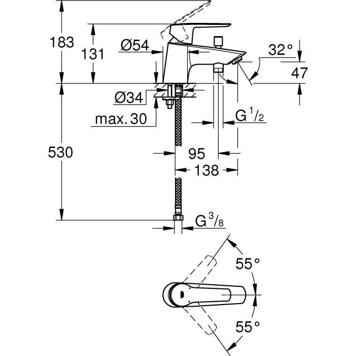 Moving shower mixer Monotrou Start - Grohe - 23229002
