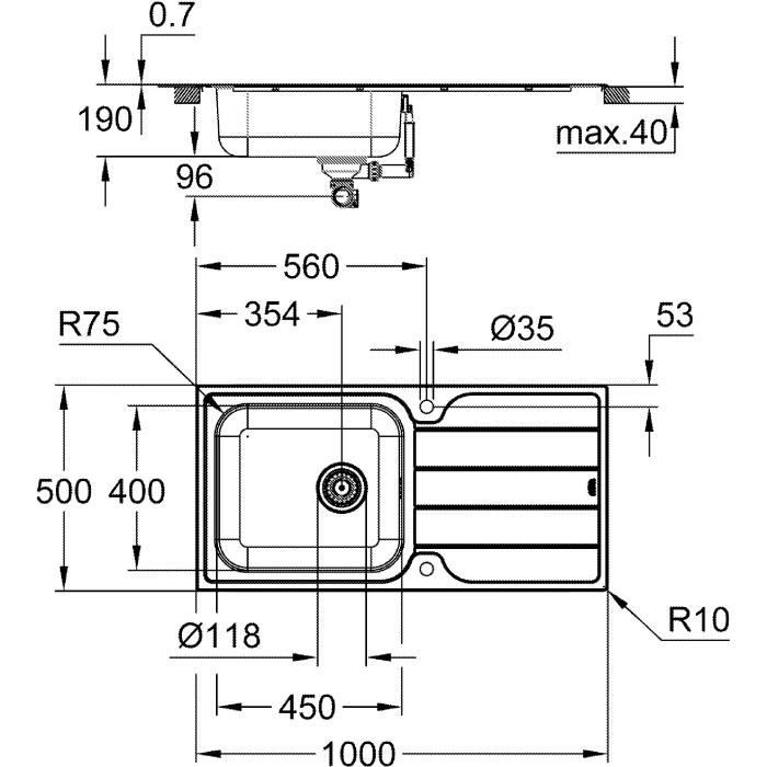 Sink - stainless steel - stainless steel - GROHE