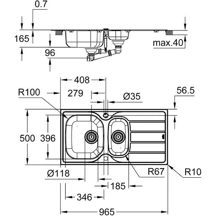 Stainless steel sink - stainless steel - grohe