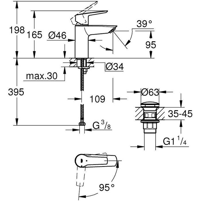 GROHE - Single-lever washbasin mixer - Size S