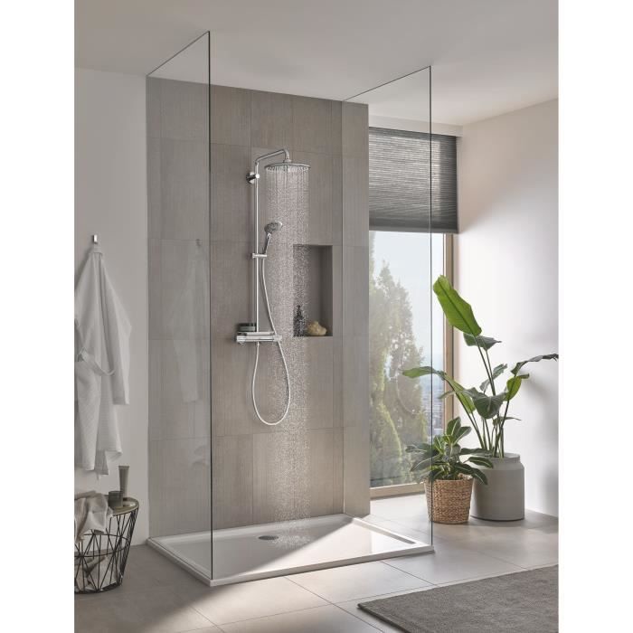 Grohe shower column thermostatic mixer vitulio joy0, shower head 260mm, 3 jet shower, chrome, 26403002