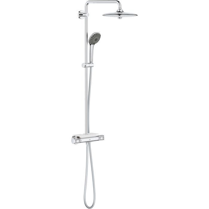 Grohe shower column thermostatic mixer vitulio joy0, shower head 260mm, 3 jet shower, chrome, 26403002
