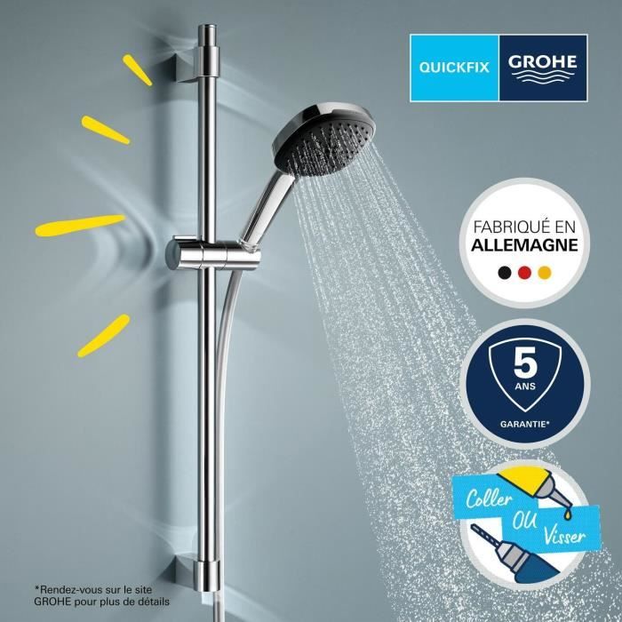 Shower set with 2 jets shower head, bar and flexible hose - GROHE Vitalio Comfort 110 26398001 - Easy selection - Water saving