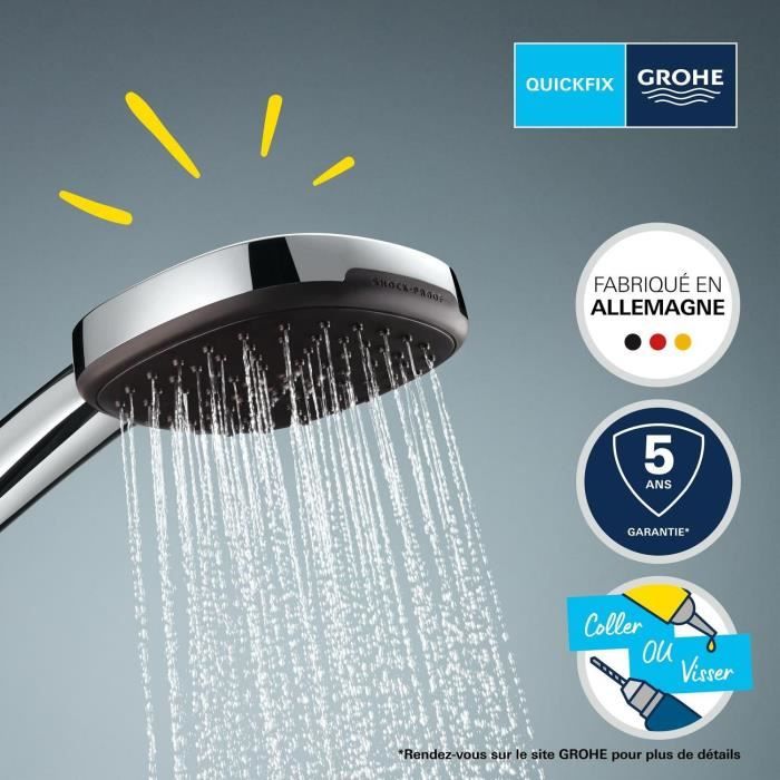 Shower set with 2-jet shower head, holder and hose - GROHE Vitalio Comfort 110 26399001 - Easy selection - Water saving