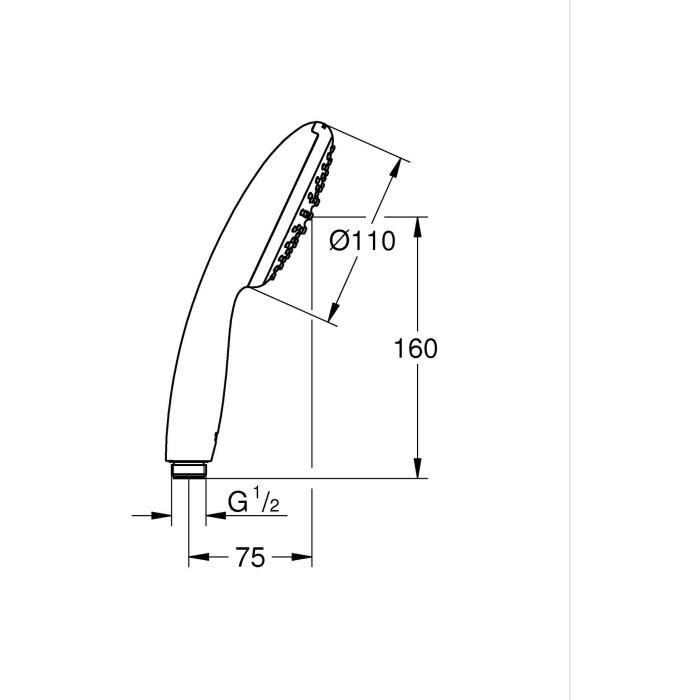 Shower head - GROHE Vitalio Start 110 27940001 - 1 Rain jet - Water saving - Anti-limescale process - Chrome