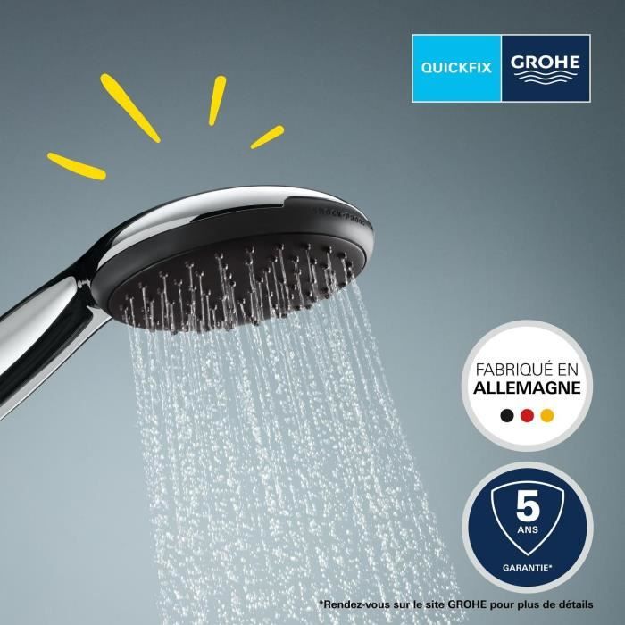 Shower head - GROHE Vitalio Start 110 27940001 - 1 Rain jet - Water saving - Anti-limescale process - Chrome