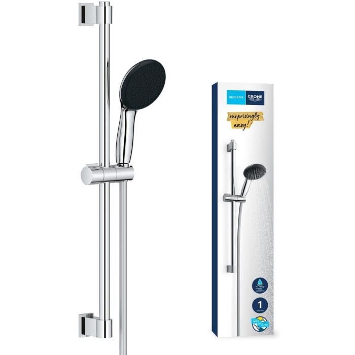 Shower set with 1 jet shower head, 60cm bar and 1.75m flexible hose - GROHE Vitalio Start 110 27942001 - Water saving - Chrome