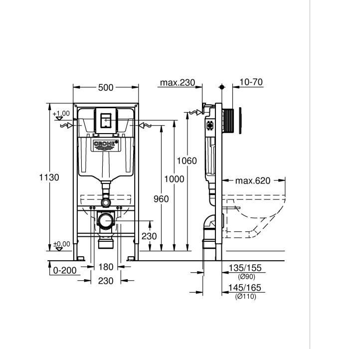 Solido 3 in 1 pack for WC - Installation height 1.13m - GROHE - 38811KF0