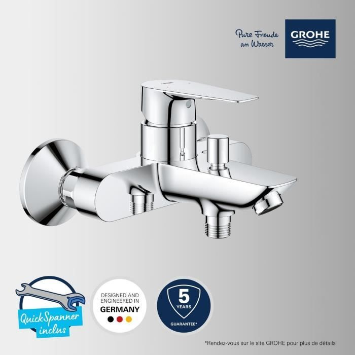 Grohe Mixer Monocomande Bath / Shower, Start Edge, Faucet with Mousseur, 24198001