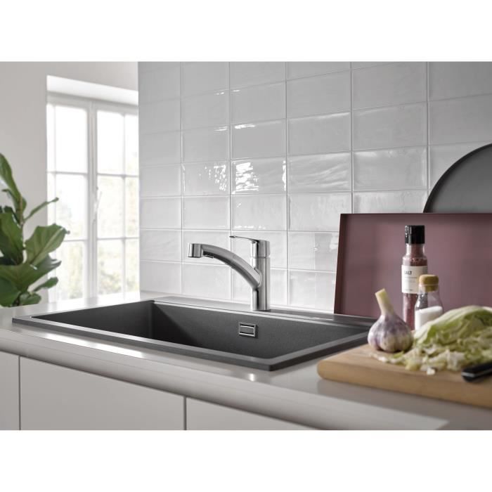 Kitchen faucet - Supersteel - Single lever sink mixer - Pull-out spray - 90° low swivel spout - GROHE Start - 30531DC1