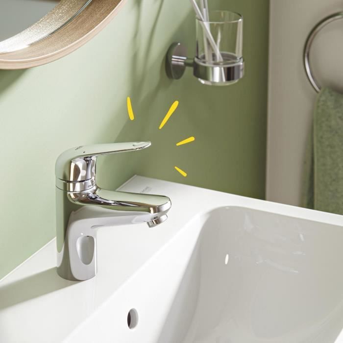 Single-lever mixer - GROHE - 24319001 - Swift washbasin - With child safety - Size S
