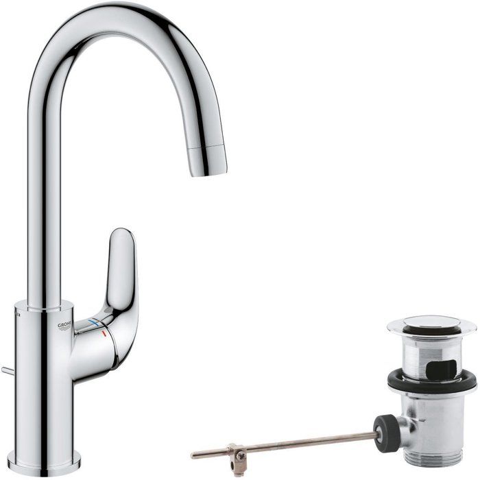 Single-lever basin mixer - GROHE Swift - 24330001 - Chrome - Size L - High spout - Water saving