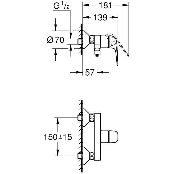 Single-lever shower mixer - GROHE Swift - 24333001 - Chrome - Exposed wall mounting