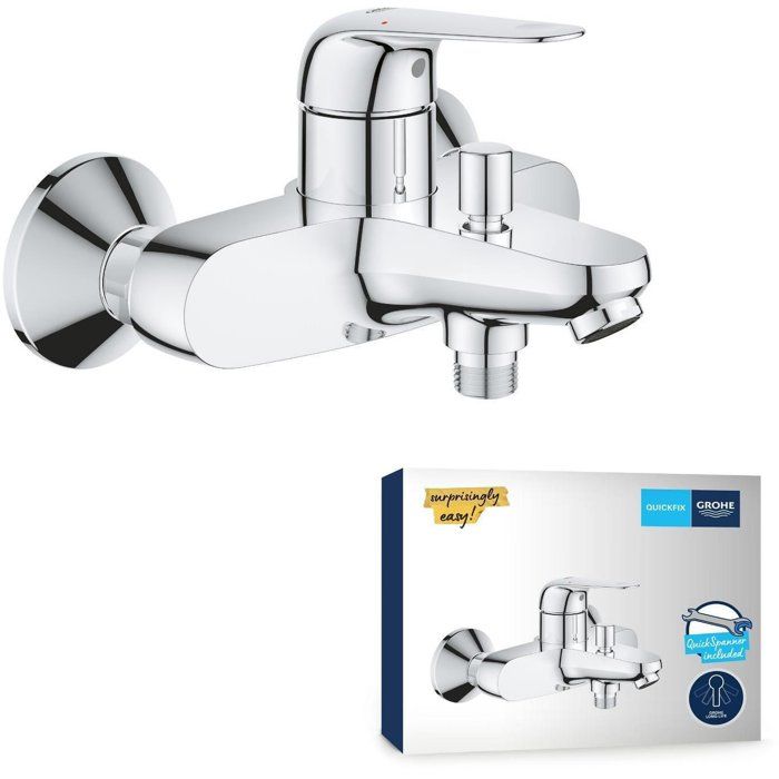 Single-lever bath/shower mixer - GROHE Swift - 24335001 - Chrome - Exposed wall mounting