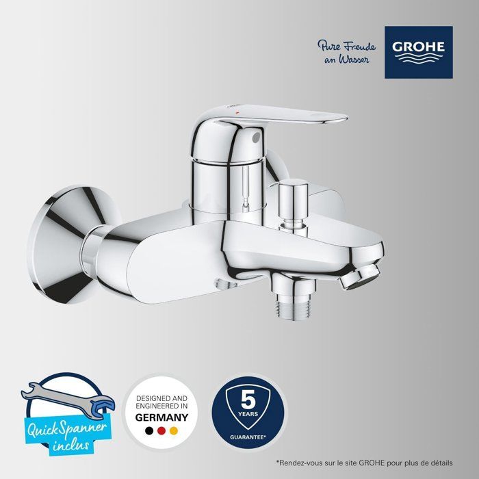 Single-lever bath/shower mixer - GROHE Swift - 24335001 - Chrome - Exposed wall mounting