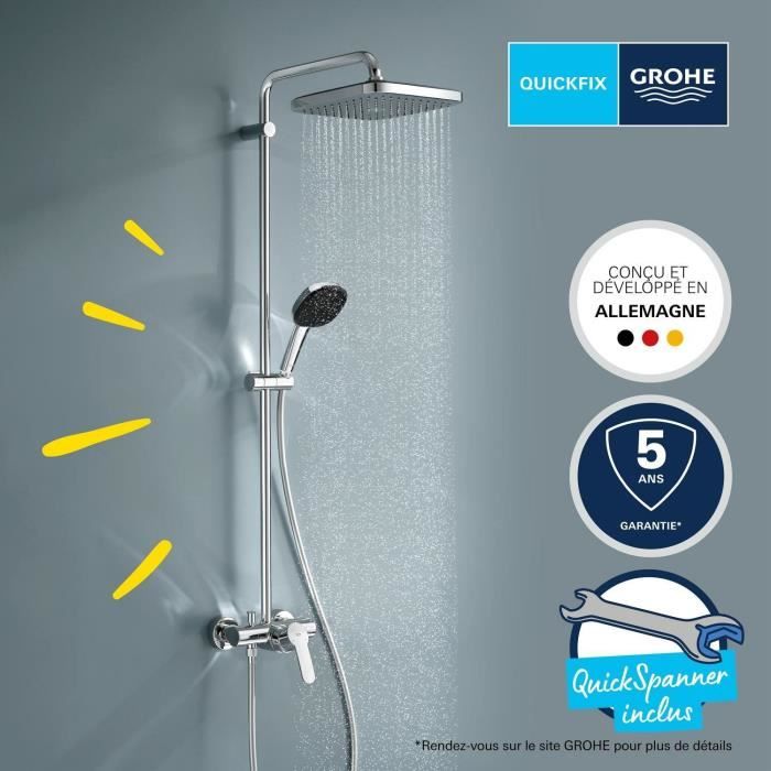 Shower column with single-lever mixer - Water saving - GROHE Vitalio Comfort 250 - Chrome - 26985001