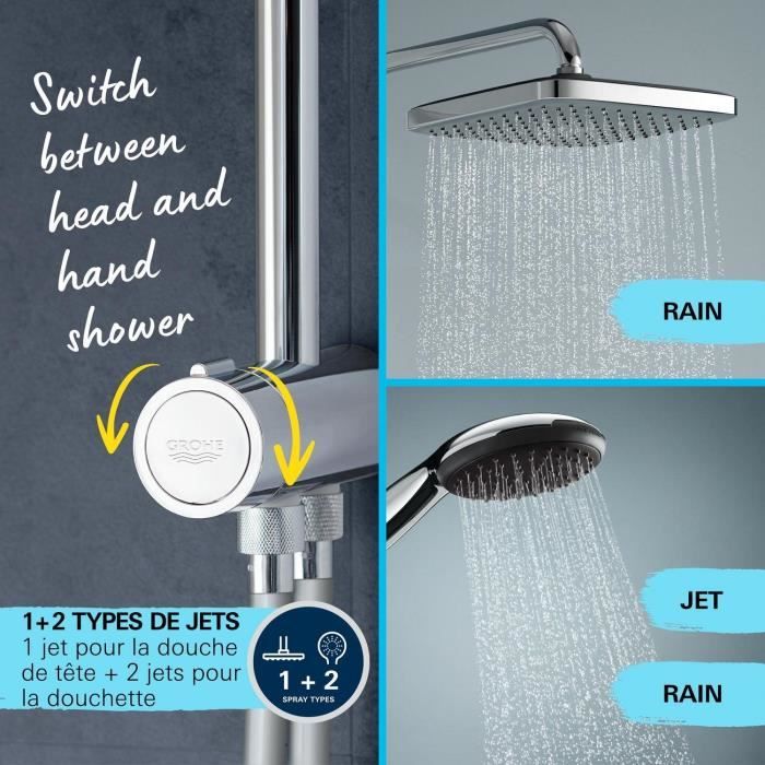 Shower column with manual diverter - Water saving - GROHE Vitalio Comfort 250 - Chrome - 26986001