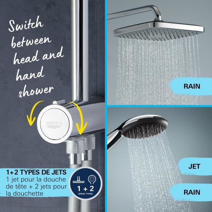 Shower column with manual diverter - Water saving - GROHE Vitalio Start System 250 - Chrome - 26680001