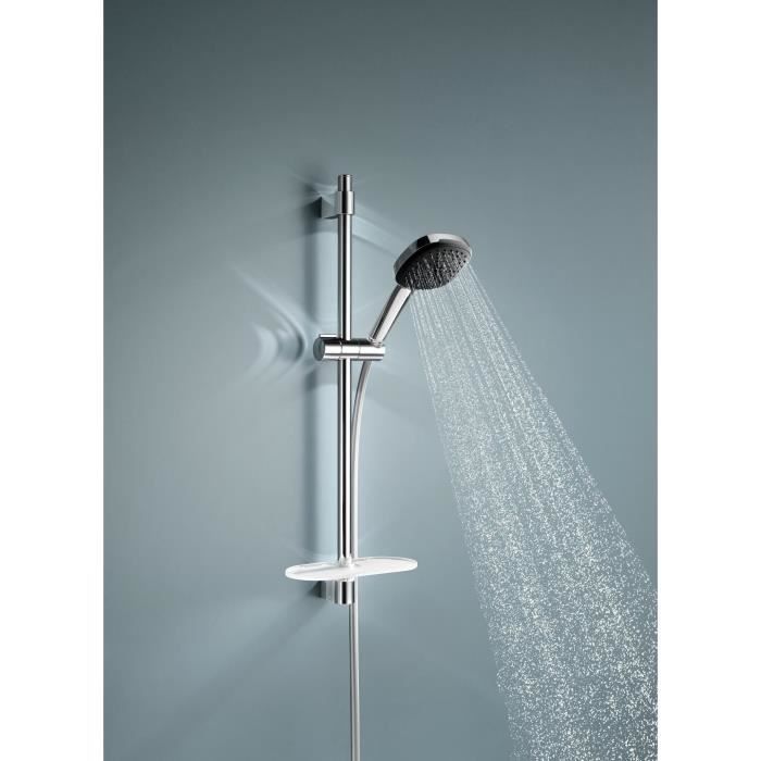 Shower set with 2 jets shower head, bar, flexible hose and shelf - GROHE Vitalio Comfort 110 26929001 - Water saving - Chrome