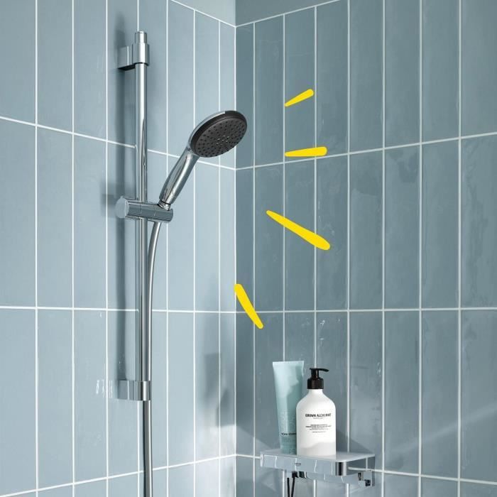 Shower set with 2 jets shower head, 60cm bar and flexible hose - GROHE Vitalio Start 110 26951001 - Water saving - Chrome