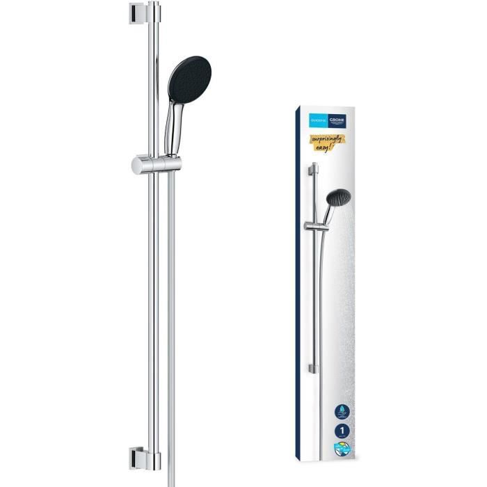 Shower set with 1 jet shower head, 90cm bar and flexible hose - GROHE Vitalio Start 110 26953001 - Water saving - Chrome