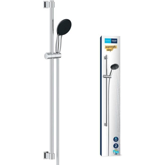 Shower set with 2 jets shower head, 90cm bar and flexible hose - GROHE Vitalio Start 110 26954001 - Water saving - Chrome