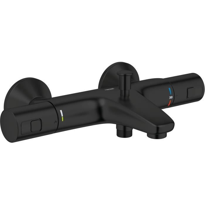1/2 thermostatic bath/shower mixer - GROHE Precision Start - 345982430 - Matt black - Exposed wall mounting - Water saving