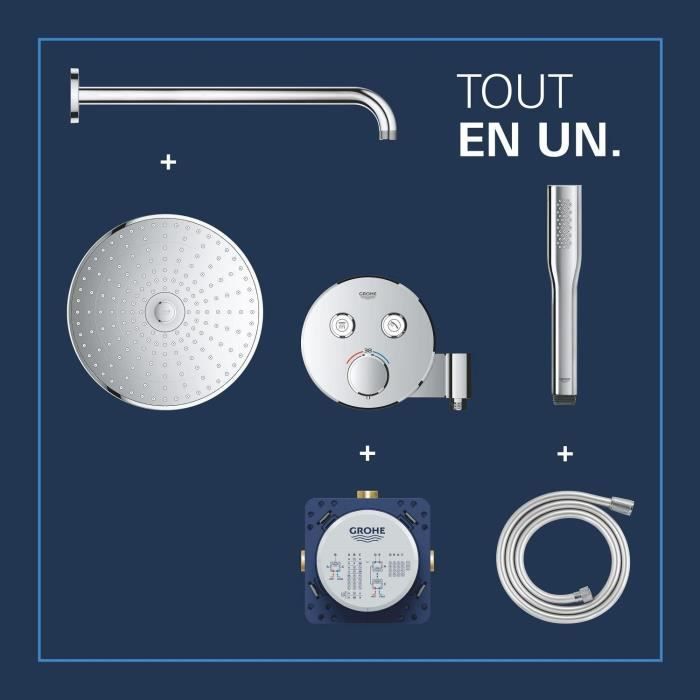 Built-in shower set - All jet types - Thermostatic mixer - GROHE - 34878000 - Grey