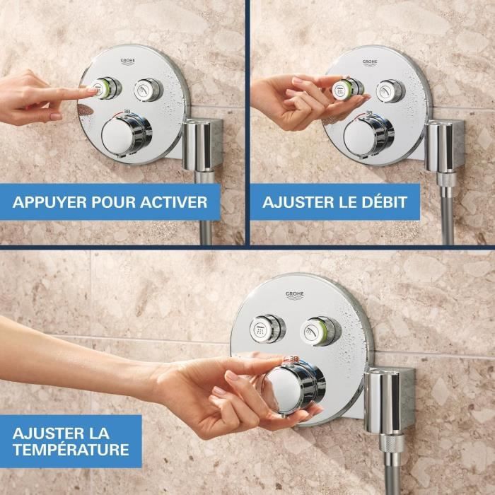 Built-in shower set - All jet types - Thermostatic mixer - GROHE - 34878000 - Grey