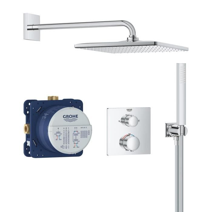 Built-in shower set - 1 jet - Thermostatic mixer - GROHE - 34881000 - Grey