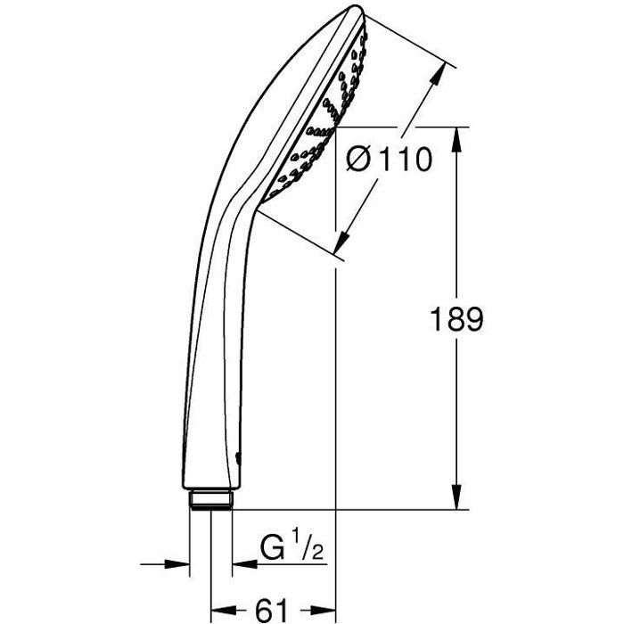 Grohe shower vitulio joy, 1 jet, 110mm shower head, anti-burlûre and water saving technology, chrome, 27316000