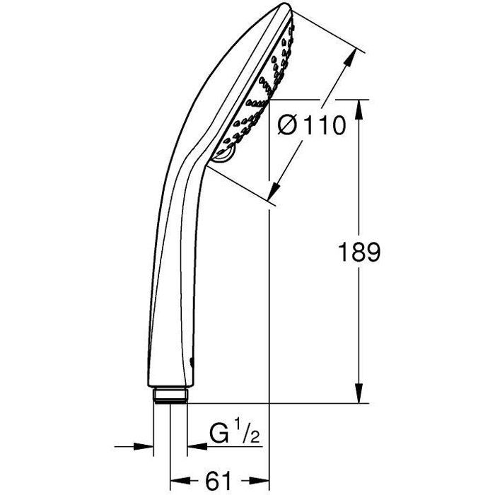 Grohe hand shower vitulio joy 110 duo, shower head 2 jets, anti-burlûre and water saving, chrome, 27317000
