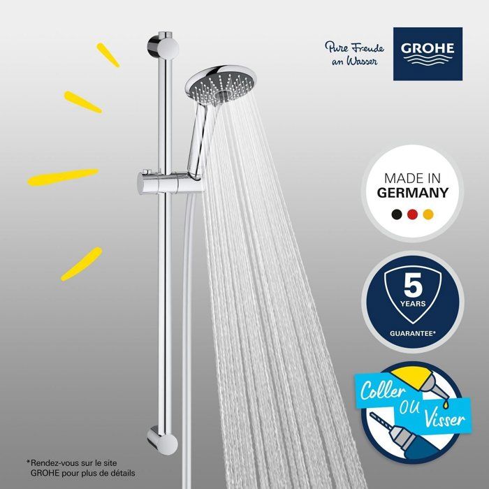 Grohe Vitalio Joy0 shower set, Vitalio Joy 3 Jets shower head, 600mm bar, hose flexible 1750mm, 27333000